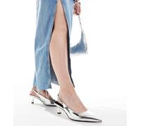 ASOS DESIGN - Stroll - Scarpe argentate a pianta larga con tacchetto e cinturino posteriore-Argento 5