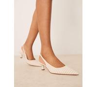 ASOS DESIGN - Stroll - Scarpe con tacco medio tonalità naturale a righe con cinturino posteriore-Neutro 35