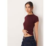 ASOS DESIGN - T-shirt baby in maglia bordeaux in coordinato-Rosso S