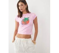 ASOS DESIGN - T-shirt baby rosa confetto con grafica "Ibiza Island"-Multi M