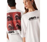 ASOS DESIGN - T-shirt bianca unisex oversize con stampa Lo Squalo-Bianco XL