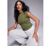 ASOS DESIGN - T-shirt color oliva in poliammide con dettaglio sotto il busto-Verde S