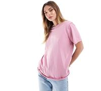 ASOS DESIGN - T-shirt color prugna slavato vestibilità ampia con bordi grezzi-Viola XS