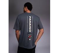 ASOS DESIGN - T-shirt comoda grigio scuro con grafica di emblema S