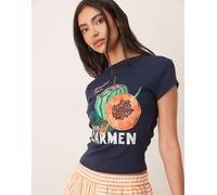 ASOS DESIGN - T-shirt mini blu navy con grafica "Playa Del Carmen" con frutta L