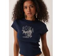 ASOS DESIGN - T-shirt mini blu navy con grafica "Roma" L