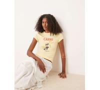 ASOS DESIGN - T-shirt mini gialla con grafica “Capri”-Giallo XS