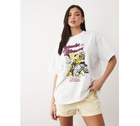 ASOS DESIGN - T-shirt oversize a maniche corte bianca con grafica di Wonder Woman-Multi M