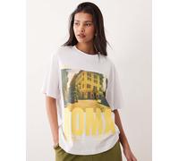 ASOS DESIGN - T-shirt oversize a maniche corte bianca con grafica Roma-Multicolore M