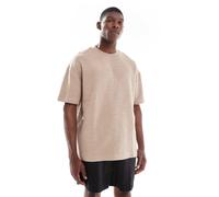 ASOS DESIGN - T-shirt oversize beige bouclé-Marrone M