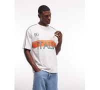 ASOS DESIGN - T-shirt oversize bianca con grafica "Italia" a tema calcio-Bianco S