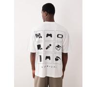 ASOS DESIGN - T-shirt oversize bianca con stampa Gaming sul davanti-Bianco S