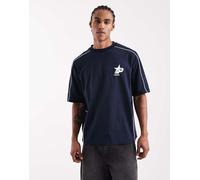 ASOS DESIGN - T-shirt oversize blu navy con grafica sul petto e profili a contrasto L