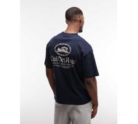 ASOS DESIGN - T-shirt oversize blu navy con ricami e grafica "Chateaux" XL