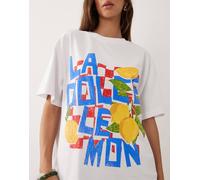 ASOS DESIGN T-shirt oversize con grafica limoni La dolce viita bianca-Multicolore S