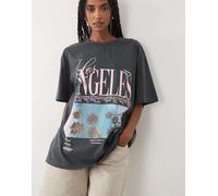 ASOS DESIGN t-shirt oversize con grafica palma Los Angles bianca-Bianco XS