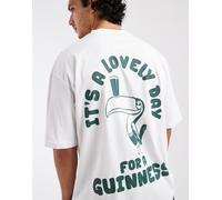 ASOS DESIGN - T-shirt oversize con stampa Guinness bianca-Bianco L