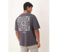 ASOS DESIGN - T-shirt oversize grigio antracite con grafica celestiale XL