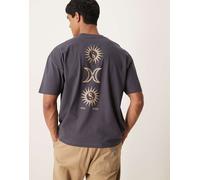 ASOS DESIGN - T-shirt oversize grigio antracite con grafica celestiale XL