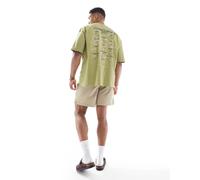 ASOS DESIGN - T-shirt oversize kaki con grafica celestiale-Verde XS