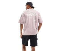 ASOS DESIGN - T-shirt oversize lilla con scritta stampata sul retro-Grigio S