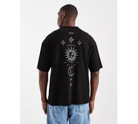 ASOS DESIGN - T-shirt oversize nera con stampa celestiale-Nero L