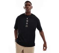 ASOS DESIGN - T-shirt oversize nera con stampa celestiale sul petto-Nero XS
