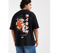 ASOS DESIGN - T-shirt oversize nera con stampa "Pokémon Magikarp"-Nero 2XS