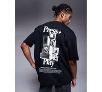 ASOS DESIGN - T-shirt oversize nera con stampa sul davanti e sul retro-Nero 2XS