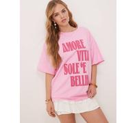 ASOS DESIGN - T-shirt oversize rosa con grafica "Amore Bellini" S
