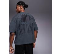 ASOS DESIGN - T-shirt oversize squadrata grigio antracite con grafica celestiale XL