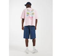 ASOS DESIGN - T-shirt oversize squadrata rosa con grafica con palme S