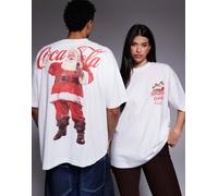 ASOS DESIGN - T-shirt oversize unisex bianca con stampa Coca Cola di Babbo Natale-Bianco M