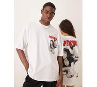 ASOS DESIGN - T-shirt oversize unisex bianca con stampa Pulp Fiction-Bianco 2XL