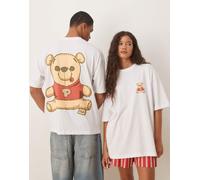 ASOS DESIGN - T-shirt oversize unisex bianca con stampe Disney Winnie The Pooh-Bianco L