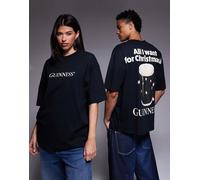 ASOS DESIGN - T-shirt oversize unisex nera con stampa Guinness natalizia-Nero S