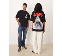 ASOS DESIGN - T-shirt oversize unisex nera con stampa "Jaws"-Bianco L