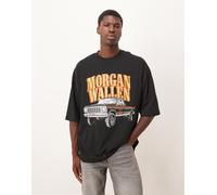 ASOS DESIGN - T-shirt oversize unisex nera con stampe Morgan Wallen-Nero 2XS