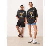 ASOS DESIGN - T-shirt oversize unisex nero slavato con stampa "Guinness" XS