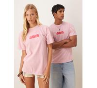 ASOS DESIGN - T-shirt oversize unisex rosa con stampa "Jaws" L