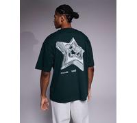 ASOS DESIGN - T-shirt oversize verde scuro con grafica con stella S