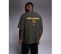 ASOS DESIGN - T-shirt oversize verde scuro con grafica di emblema M