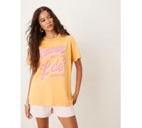 ASOS DESIGN T-Shirt regular fit arancione con grafica "Amour Lete" XS