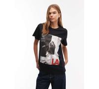 ASOS DESIGN - T-shirt regular fit nera con stampa LA magazine-Bianco L