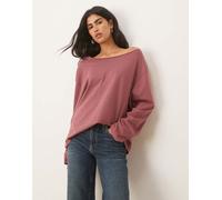 ASOS DESIGN - T-shirt rosa scuro a maniche lunghe con spalle scoperte-Marrone L