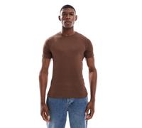 ASOS DESIGN - T-shirt squadrata attillata marrone a coste L