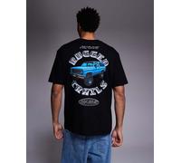 ASOS DESIGN - T-shirt taglio comodo nera con grafica con automobile-Nero XL