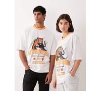 ASOS DESIGN - T-shirt unisex oversize bianca con stampa college Stranger Things-Bianco S