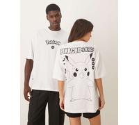 ASOS DESIGN - T-shirt unisex oversize bianca con stampa di Pokemon-Bianco XS
