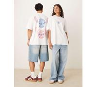ASOS DESIGN - T-shirt unisex oversize bianca con stampe Disney di Stitch e Angel-Bianco L
